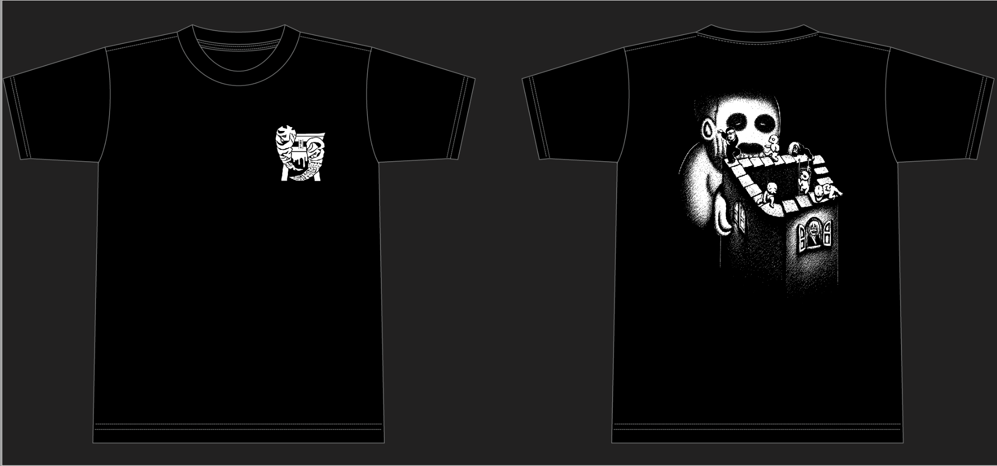 ゆめやしき改Tシャツの前面と背面デザイン